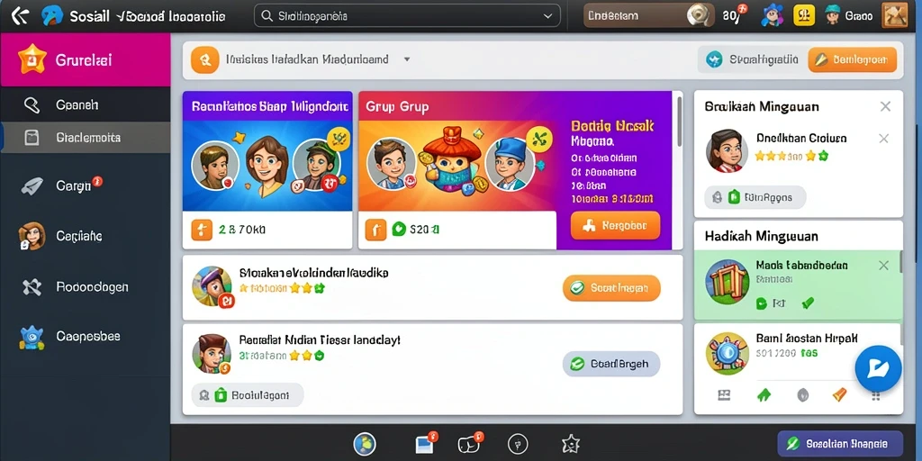 Fitur komunitas untuk berinteraksi dengan pemain lain.